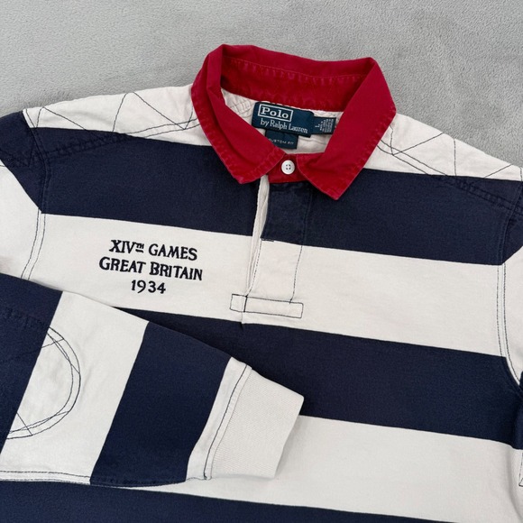 Polo Ralph Lauren Other - Vintage Polo Ralph Lauren Mens Rugby Shirt Striped Great Britain 1934 Size Large